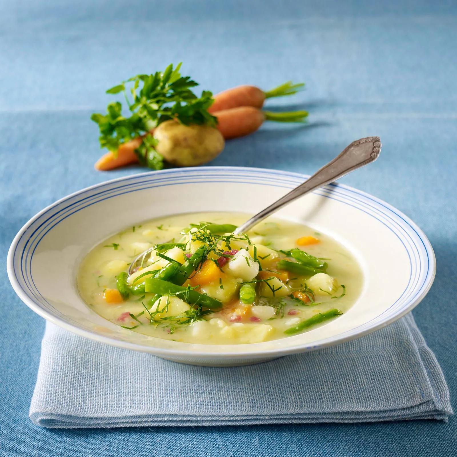 Schlank-Suppe: Kartoffelsuppe mit Schinken Rezept | LECKER