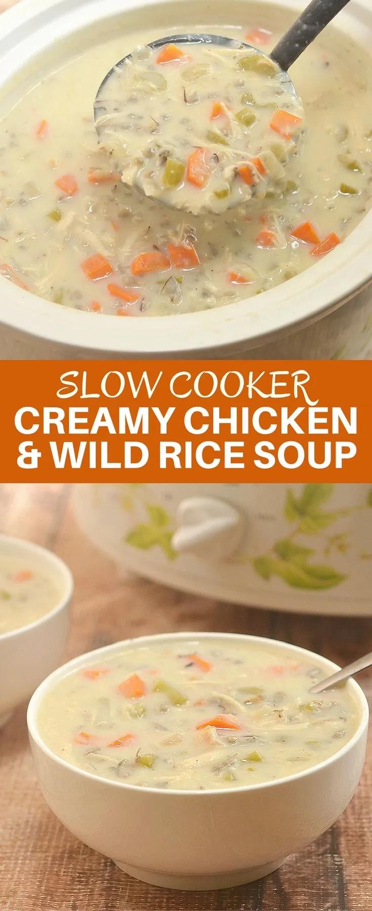 slow cooker creamy chicken and wild rice soup