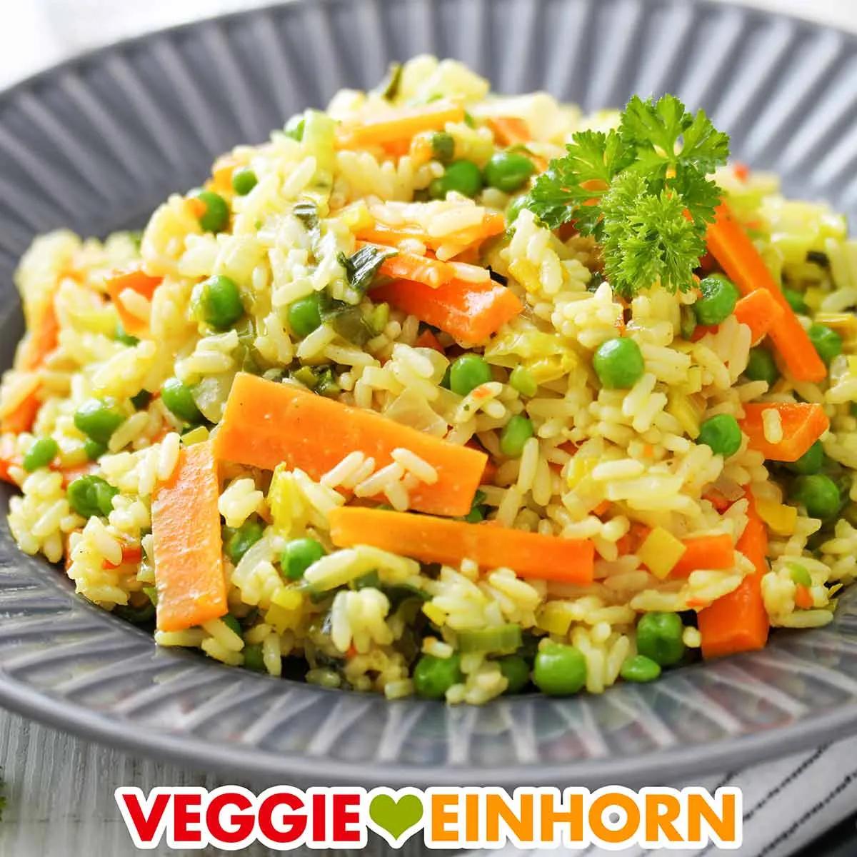 Einfache Curry Reis Pfanne mit Gemüse