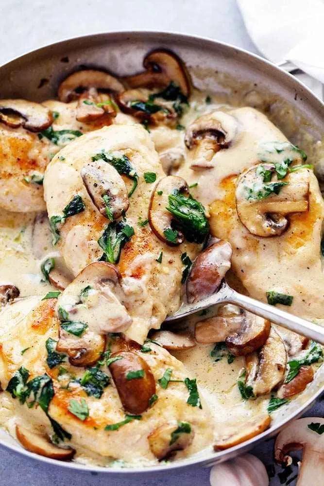 Cremiges Parmesan-Knoblauch-Pilz-Huhn | Chicken mushroom recipes ...