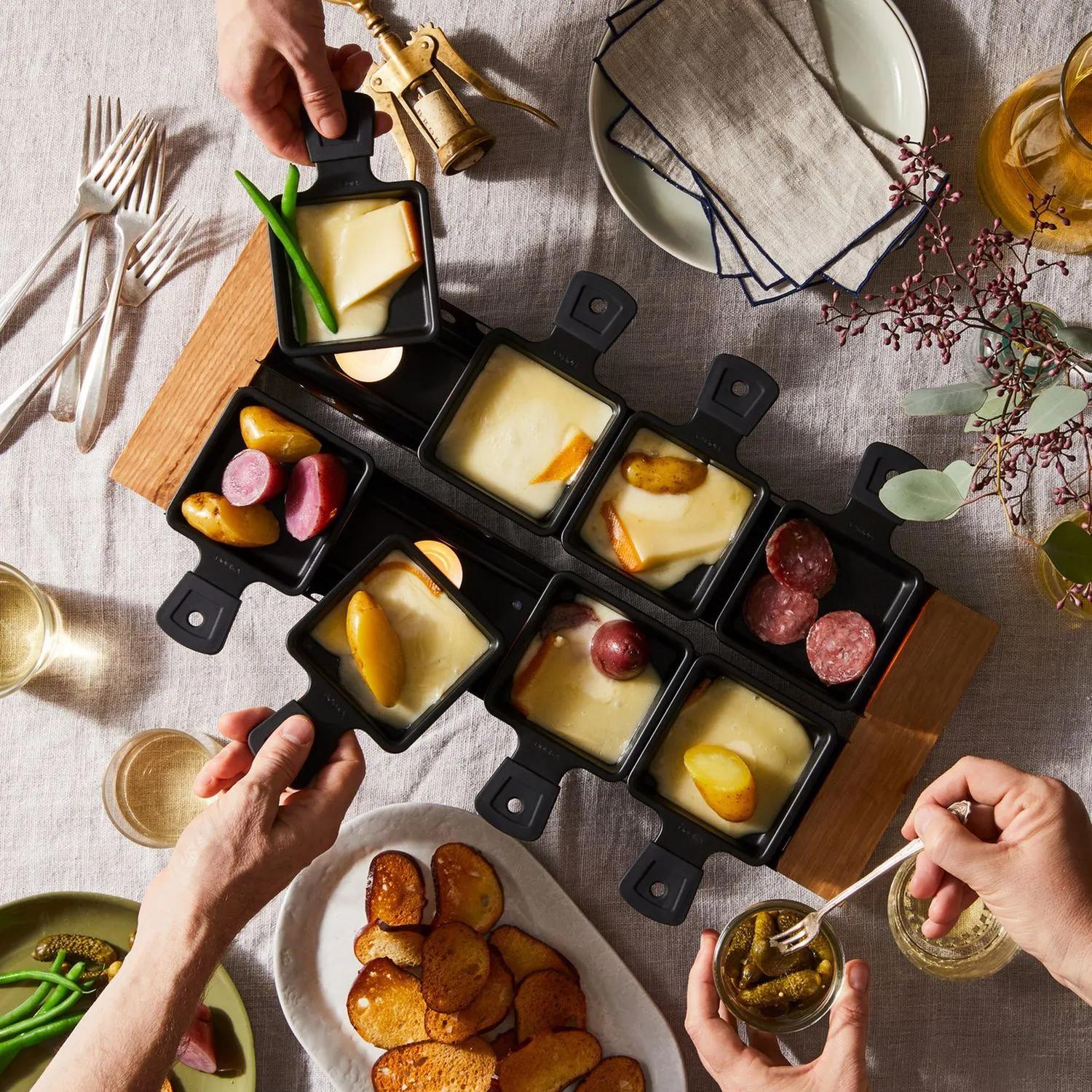 Boska Raclette Set for Cheese Melting, 8 Individual Pans, Scrapers ...