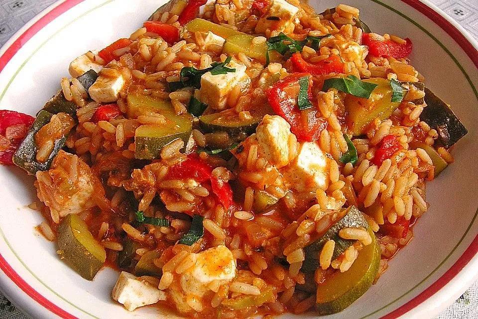 Mediterrane Zucchini-Reis-Pfanne mit Feta von CookingJulie | Chefkoch ...