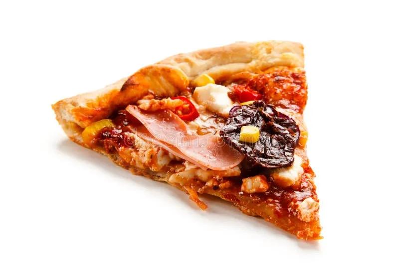 Pizza Mit Schinken, Mais, Pilzen Und Getrocknetem TomatoeSlice Von P ...