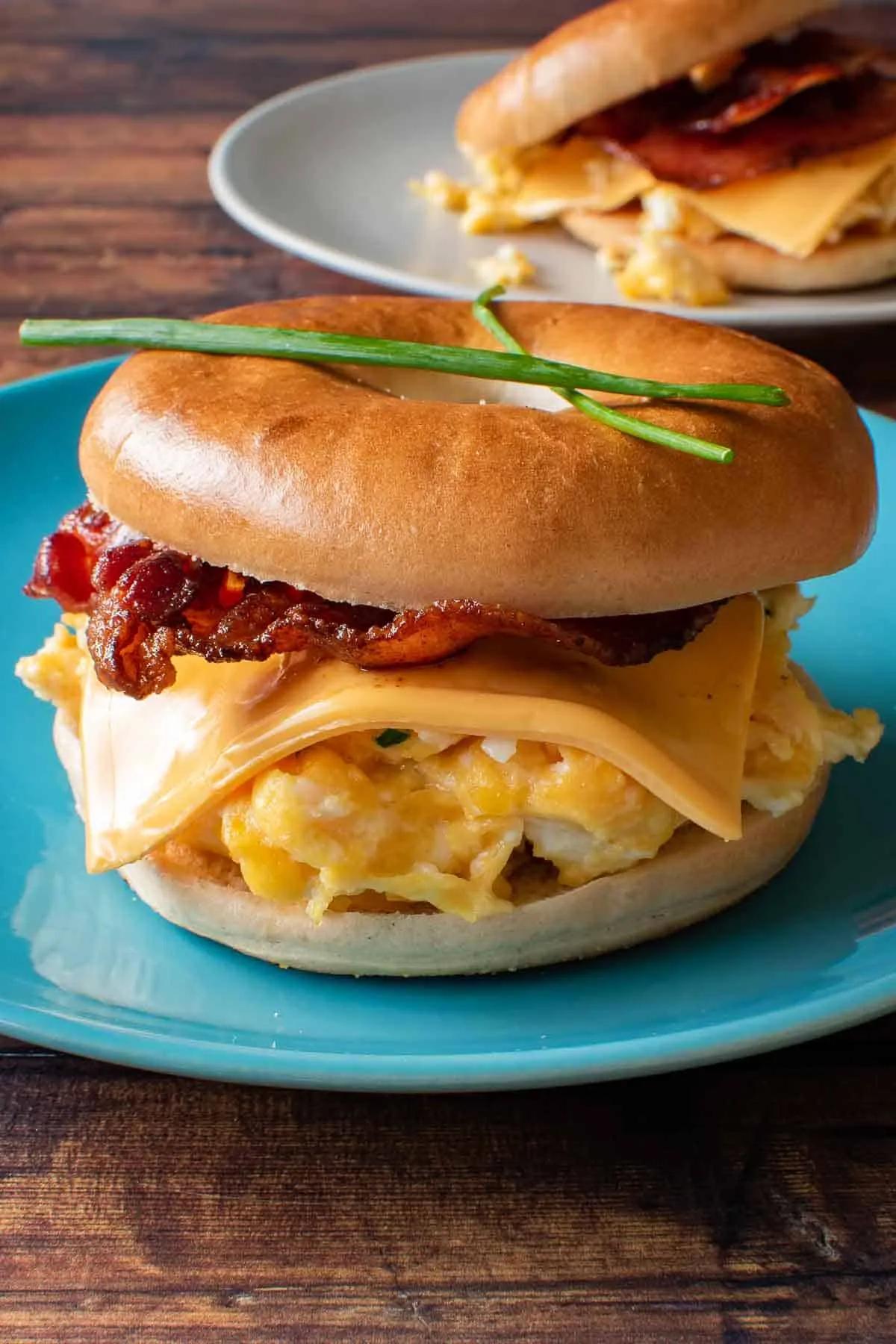 Bacon Egg and Cheese Bagel Recipe - Hint of Healthy
