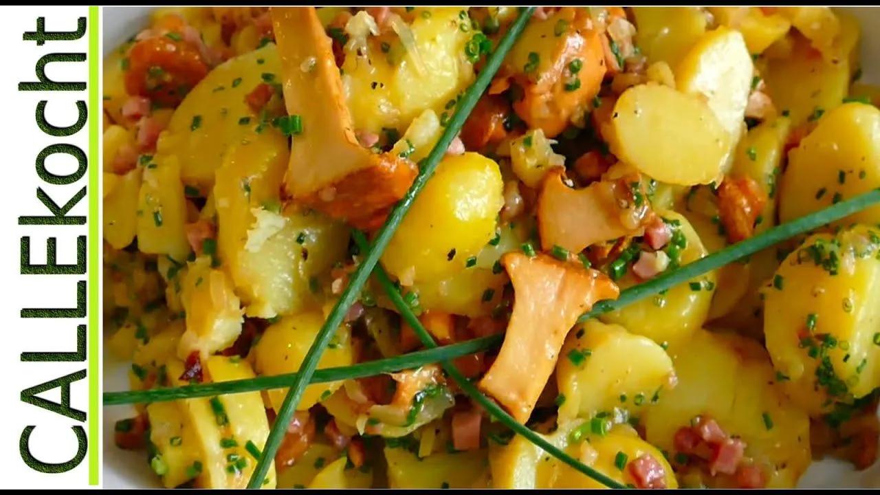 Lauwarmer Salat von Pfifferlingen und Kartoffeln-Rezept. Lukewarm salad ...