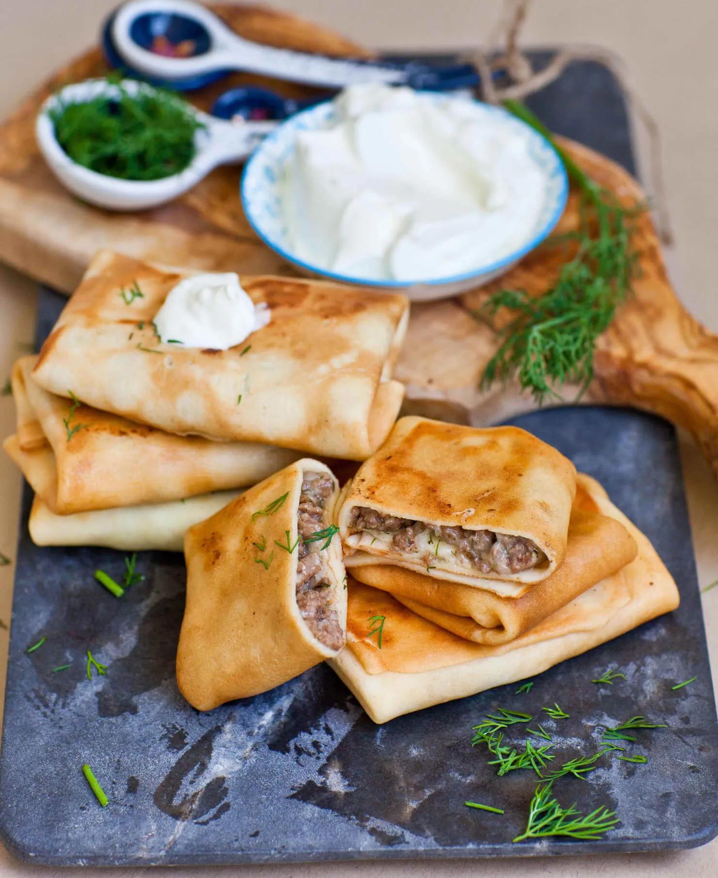 Meat Blini With Cheese &amp; Dill - Tatyanas Everyday Food