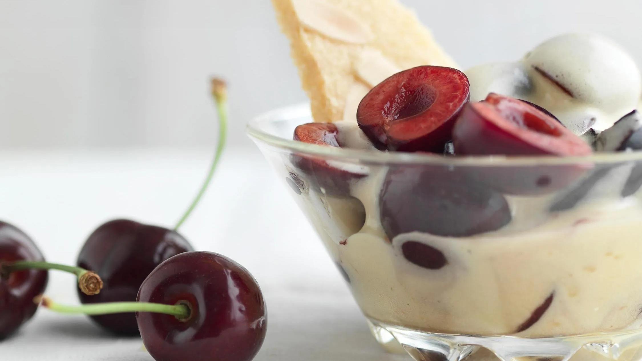 Warm Amaretto zabaglione, cherries and shortbread | The Dish | The ...