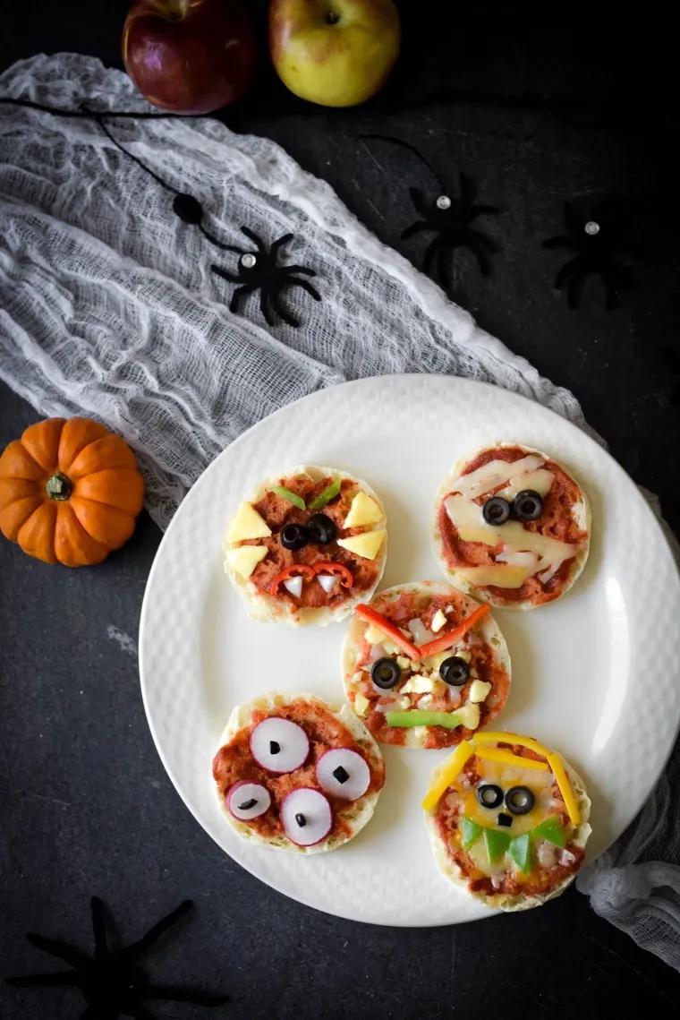 Kid Friendly Mini Halloween Pizzas! - The Gingered Whisk