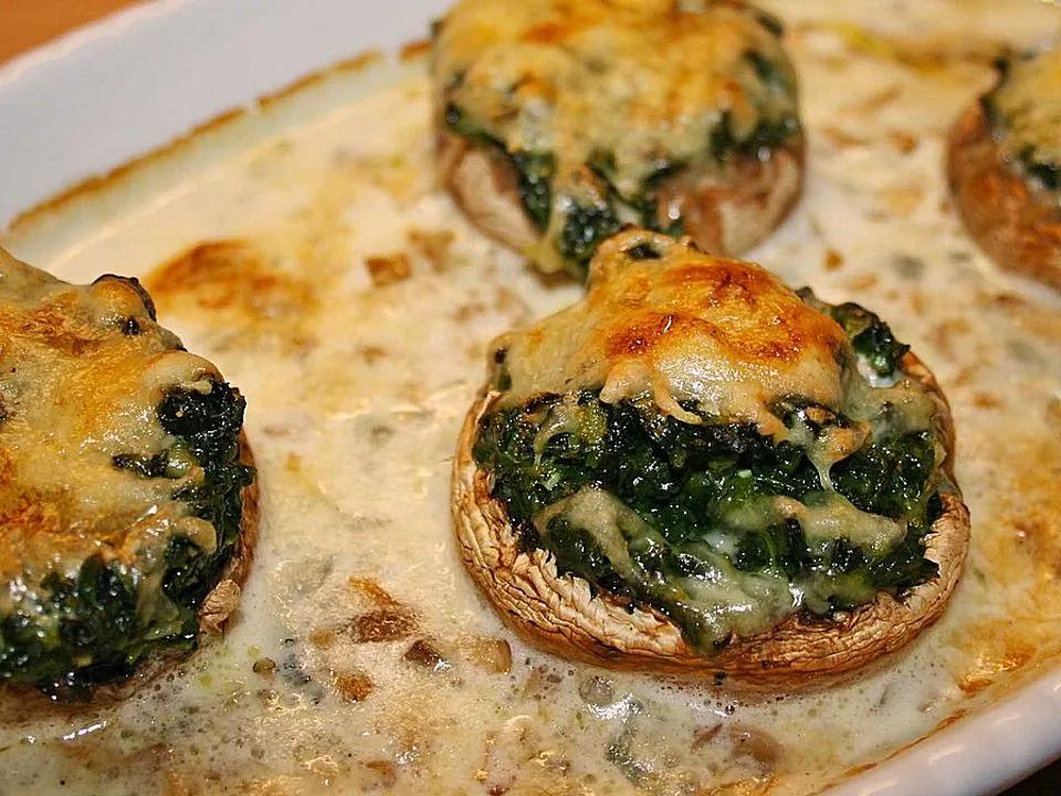 Gefüllte Champignonköpfe mit Spinat und Gorgonzolasoße von Boxerbaby ...