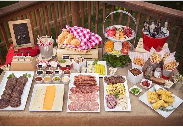 Buffet setup | Summer bbq recipes, Party food bars, Bbq party food