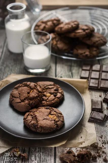 Schokoladige Chocolate-Chip-Cookies / Double Chocolate-Chip-Cookies ...