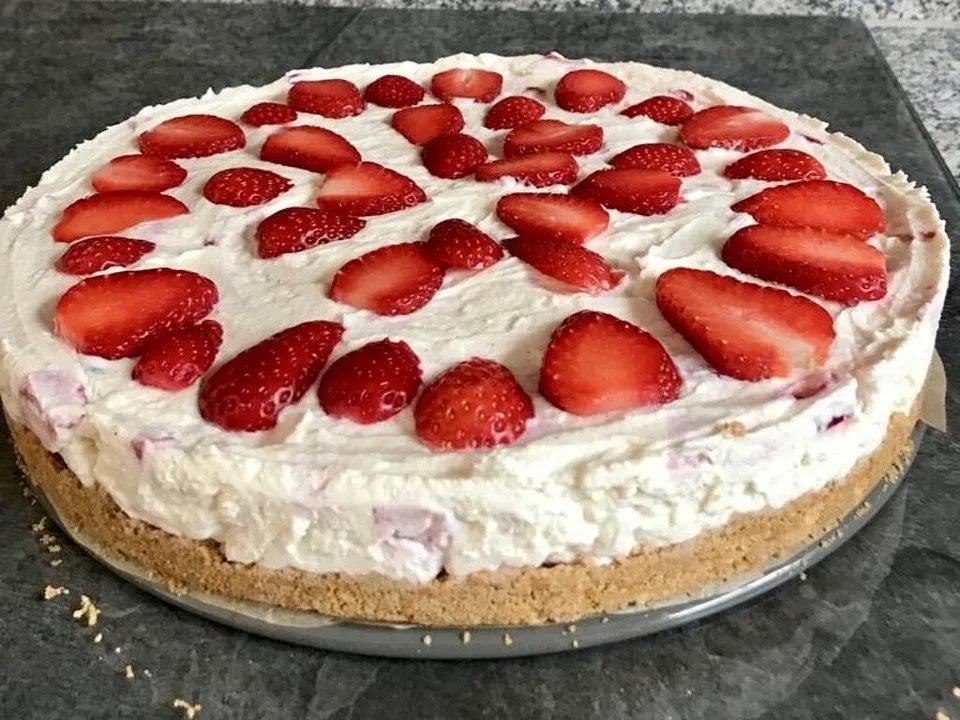 Cheesecake mit Erdbeeren - Sommertraum ohne zu Backen von Juesacher ...