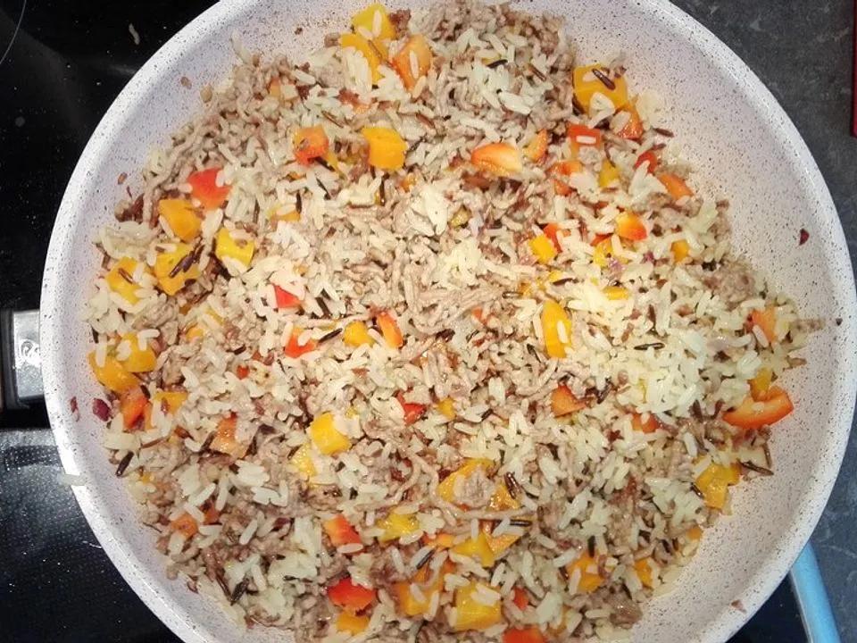 Schnelle Hack-Gemüse-Reispfanne von PomonaSprout | Chefkoch