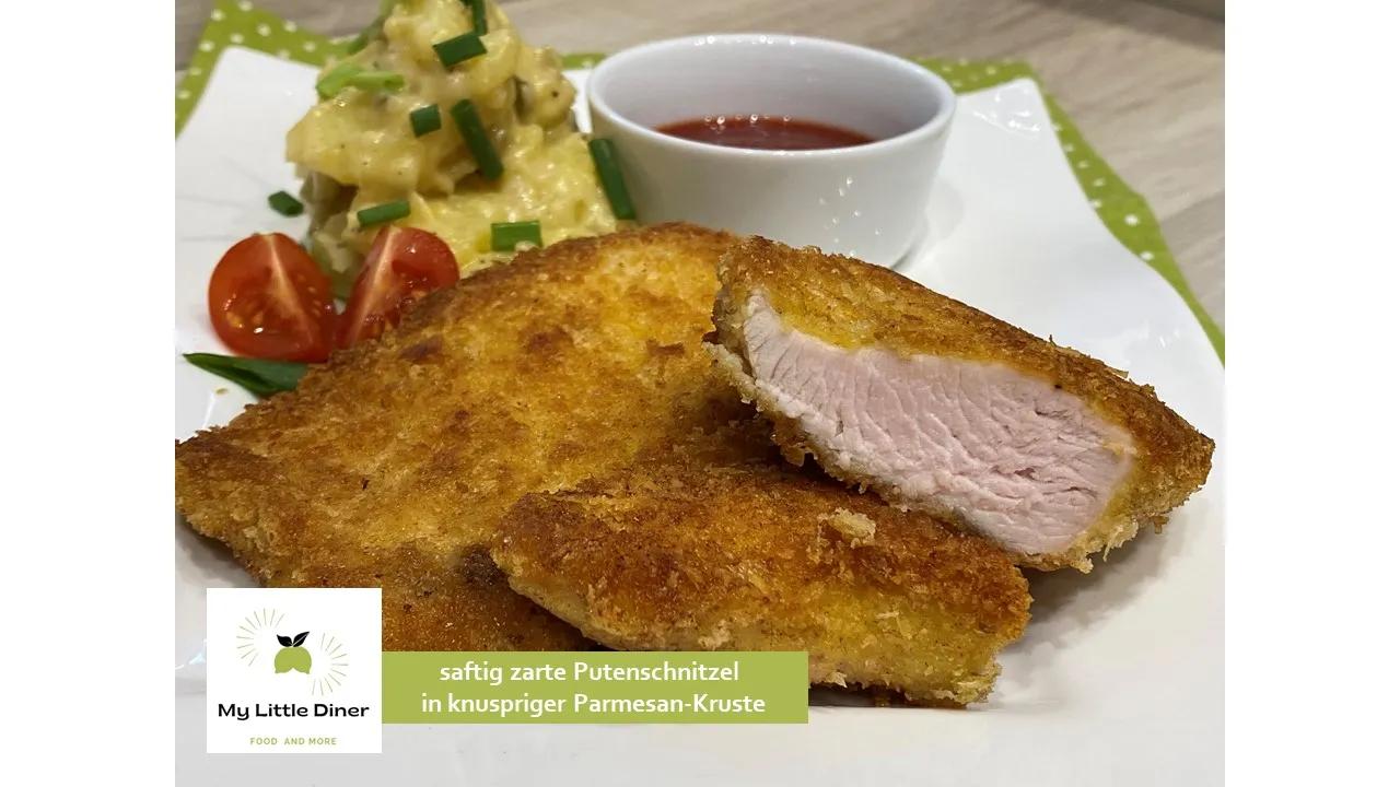 saftig zarte Putenschnitzel in knuspriger Parmesan-Kruste - My Little Diner