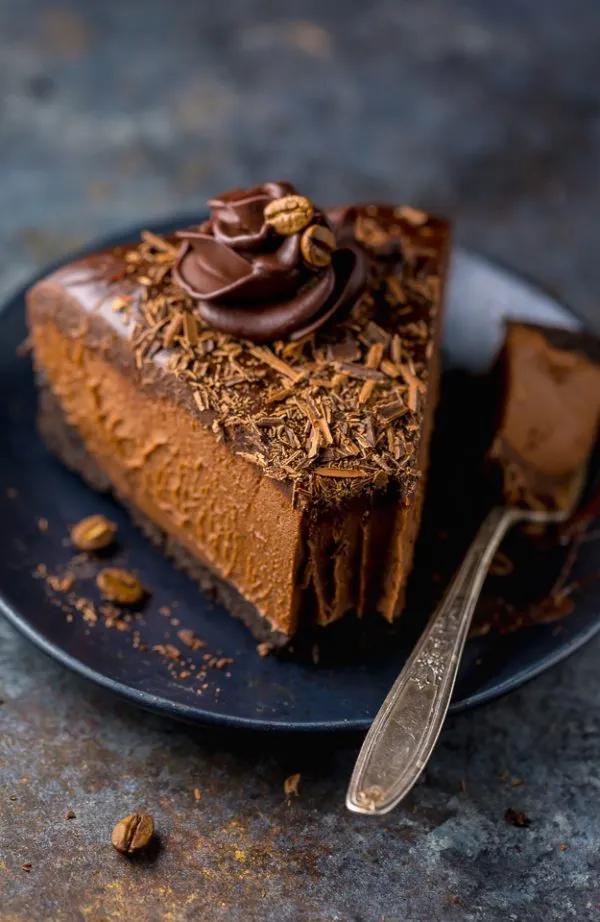 No-Bake Espresso Chocolate Cheesecake - Baker by Nature