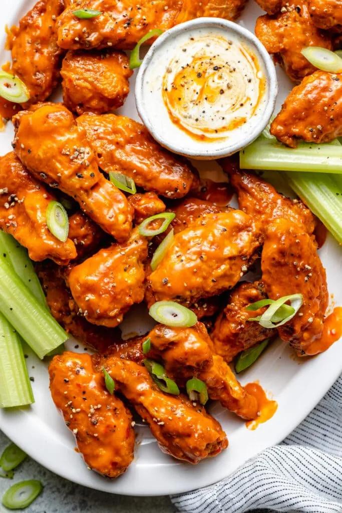Whole30 Crispy Baked Buffalo Chicken Wings - All the Healthy Things