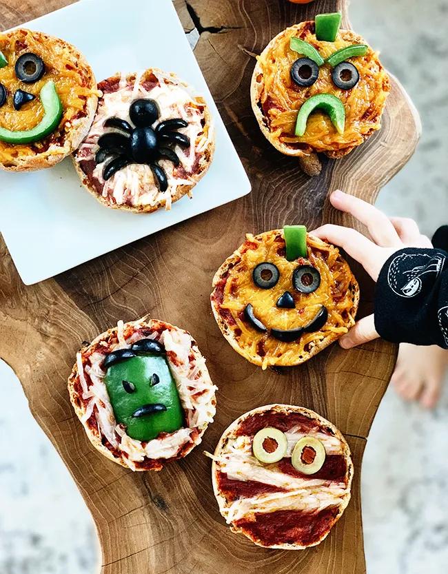 Bubby and Bean ::: Living Creatively: Plant-Based Mini Halloween Pizzas