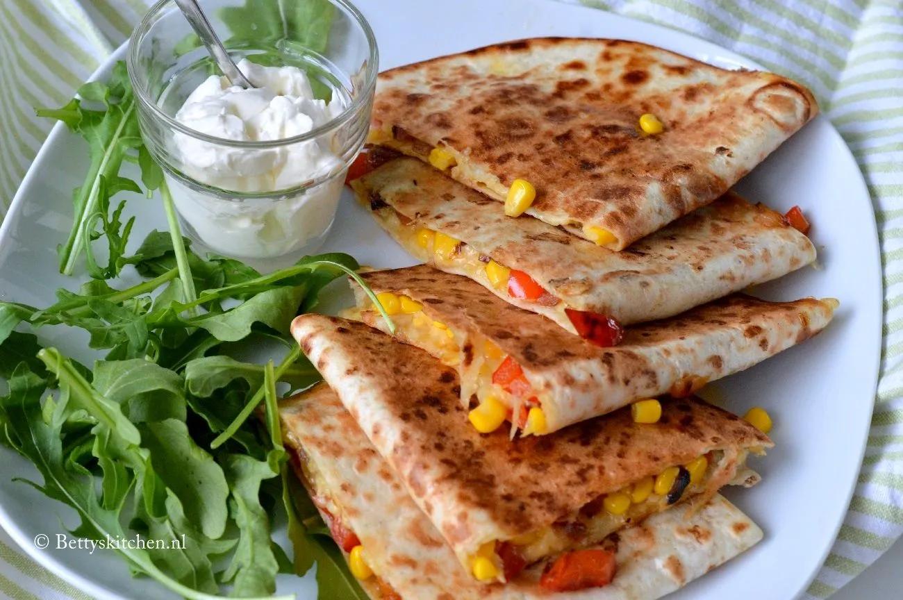 Quesadillas met paprika en mais | Vegetarisch eten, Recepten ...
