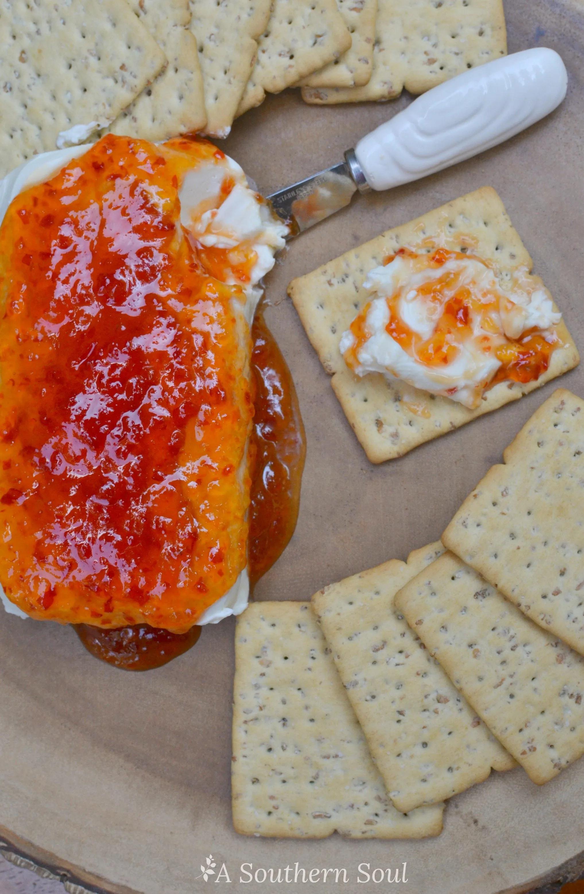 Pepper Jelly &amp; Cream Cheese Appetizer - A Southern Soul