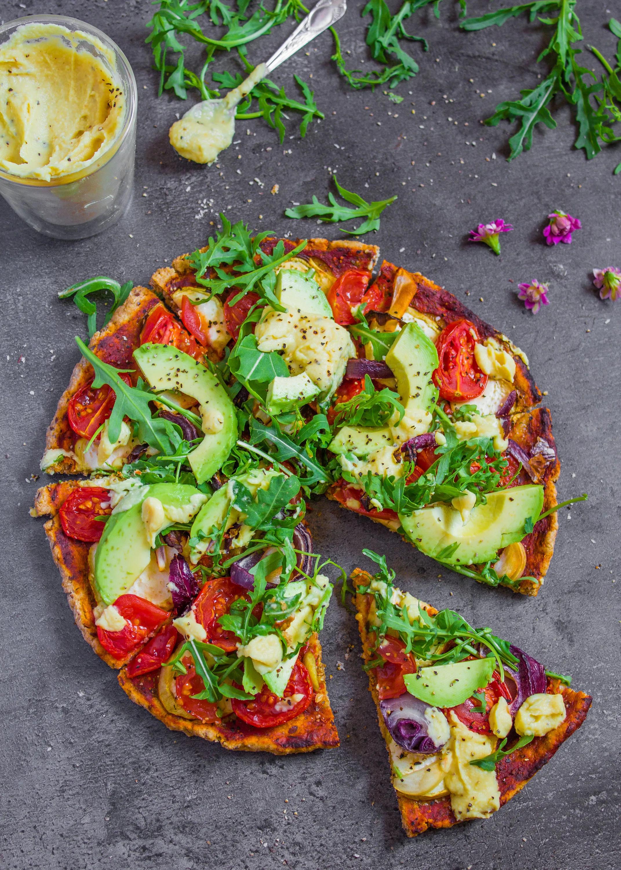 Simple Veggie Pizza with a Crispy Oat Crust! - simply &amp; healthy recipes
