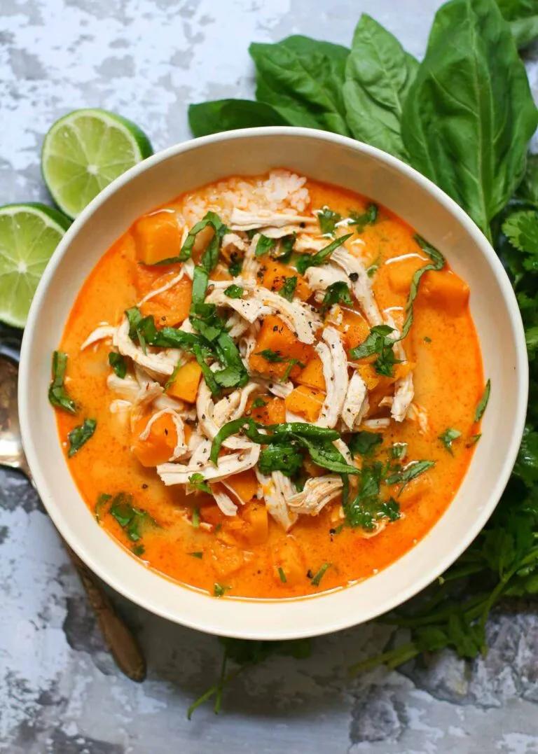 Thai Red Curry with Butternut Squash and Chicken - Happily From Scratch