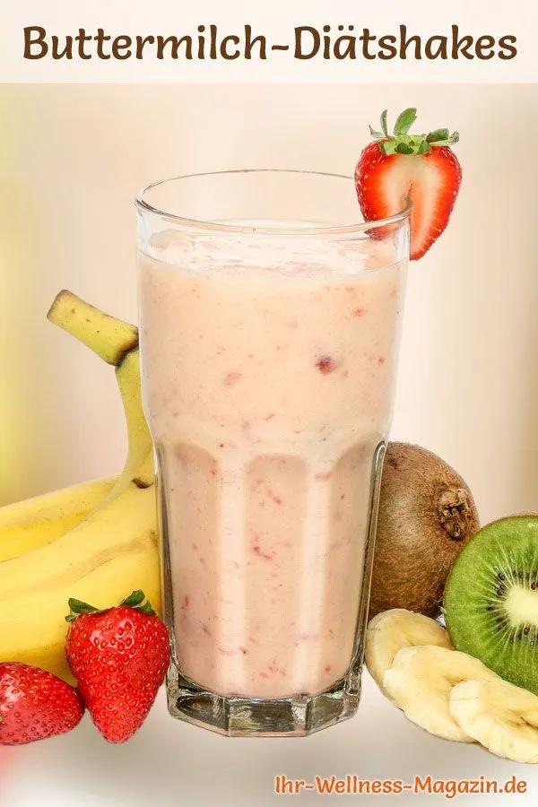 Buttermilch-Shake mit Erdbeeren und Banane - Diät-Shake-Rezept zum ...