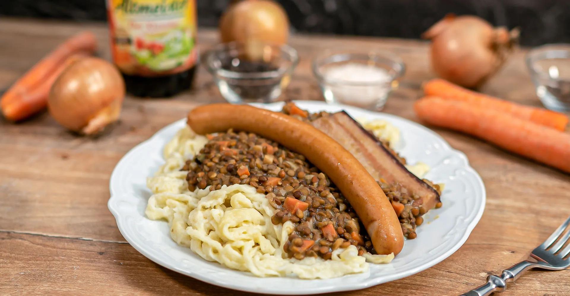 Swabian Lentils with Spaetzle and Frankfurters | Hengstenberg