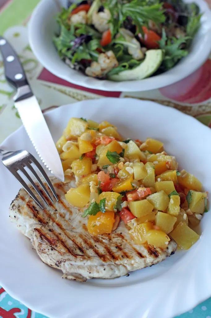 Grilled Chicken and Peach Mango Salsa - Ang Sarap