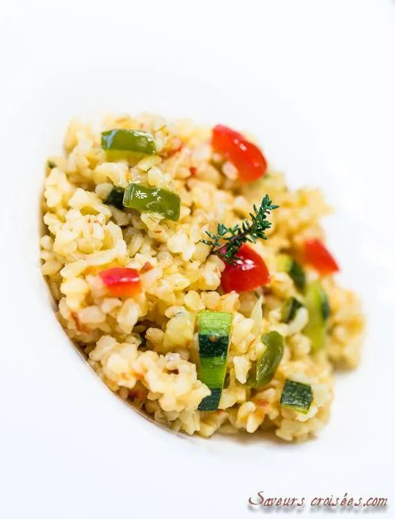 Risotto: risotto de boulgour aux poivrons, courgettes et tomates ...