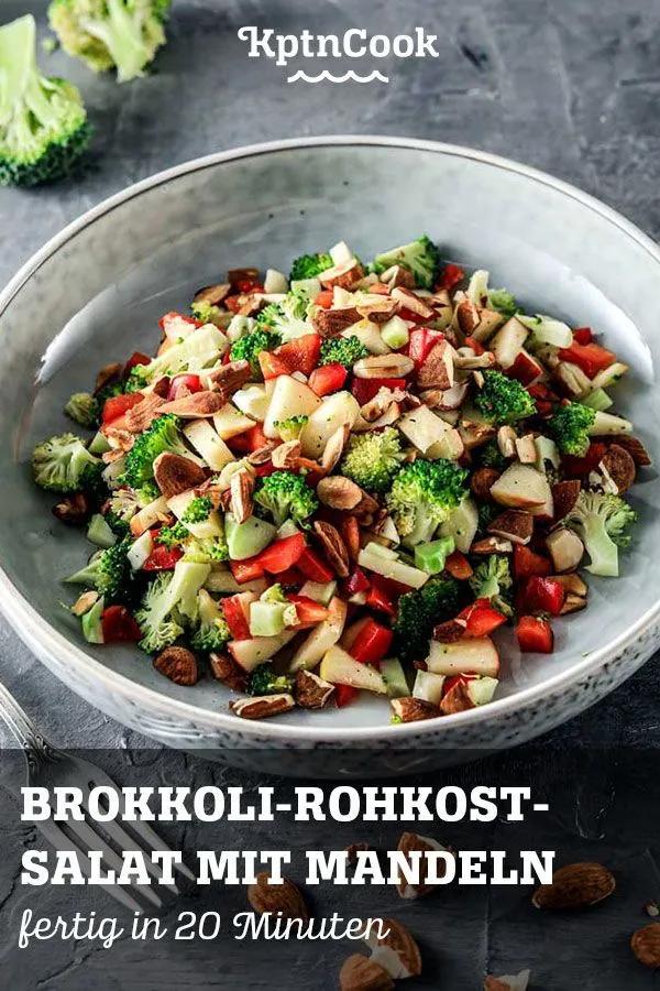 Brokkoli-Rohkostsalat mit Mandeln | Rezept | Rohkostsalat, Kalorienarm ...