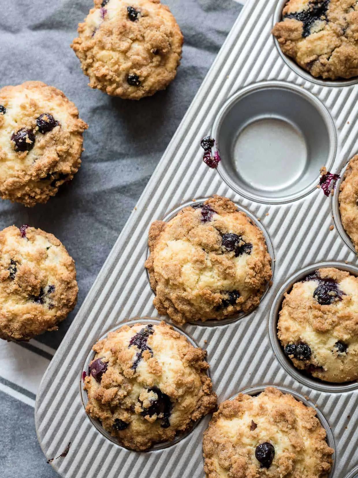 Bakery Style Buttermilk Blueberry Muffins | Kitchen Confidante
