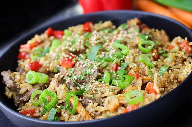 Rezept: Reispfanne mit Rindfleisch und Gemüse
