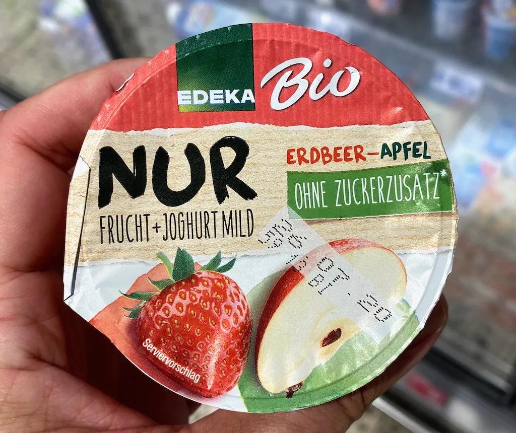 EDEKA Bio Nur Frucht+Joghurt Mild ohne zuckerzusatz Erdbeere-Apfel ...