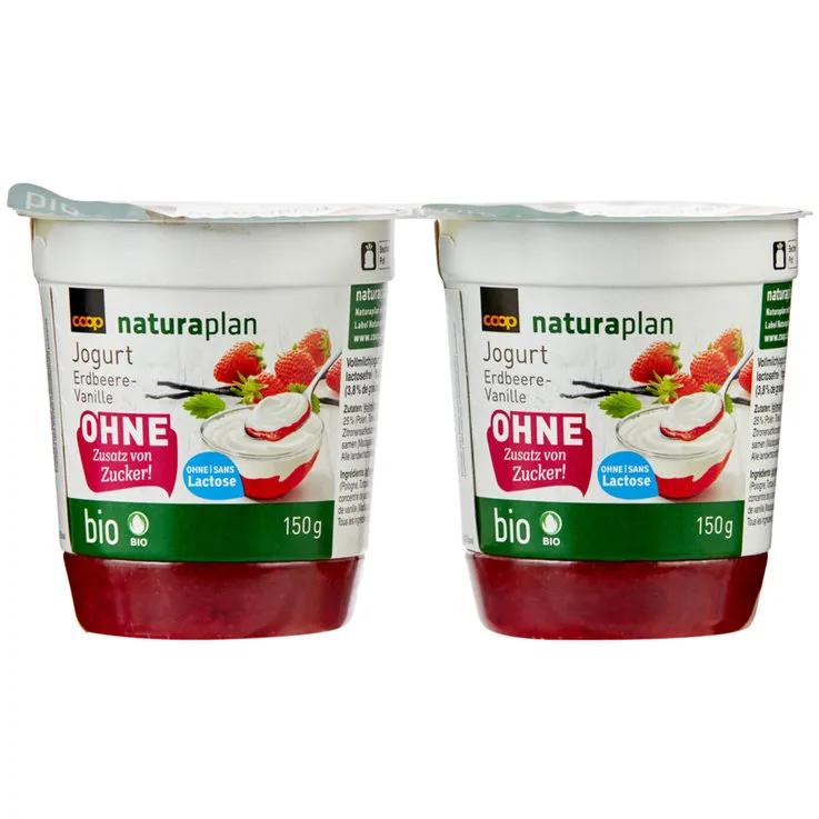 Naturaplan Bio Joghurt Erdbee &amp; Vanille ohne Zuckerzusatz 2x150g ...