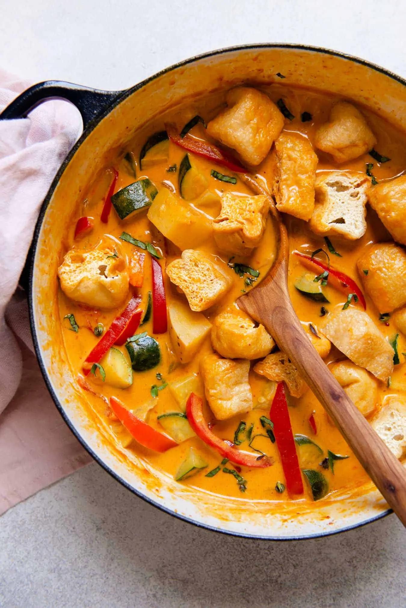 Thai-Inspired Vegetable Red Curry with Tofu Puffs | Healthy Nibbles by ...