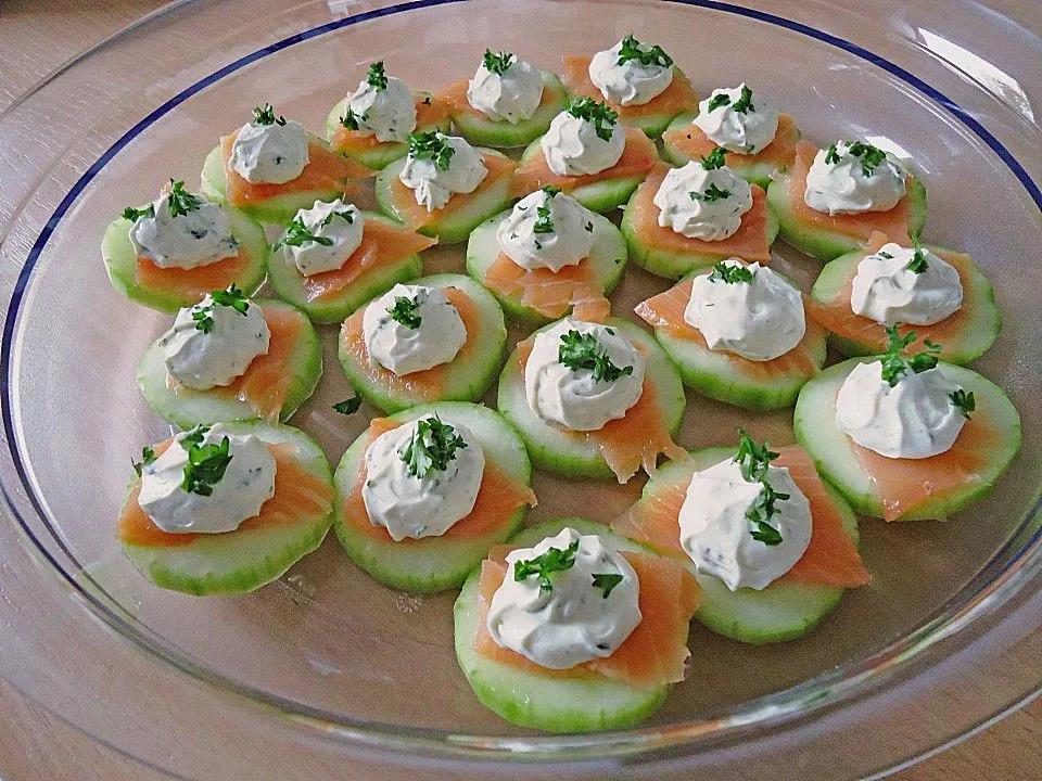 For your party: Cucumber Salmon Appetizer as we make them in Germany ...