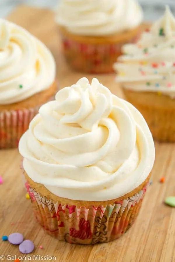 Vanilla Cupcakes with Vanilla Buttercream Frosting - Gal on a Mission