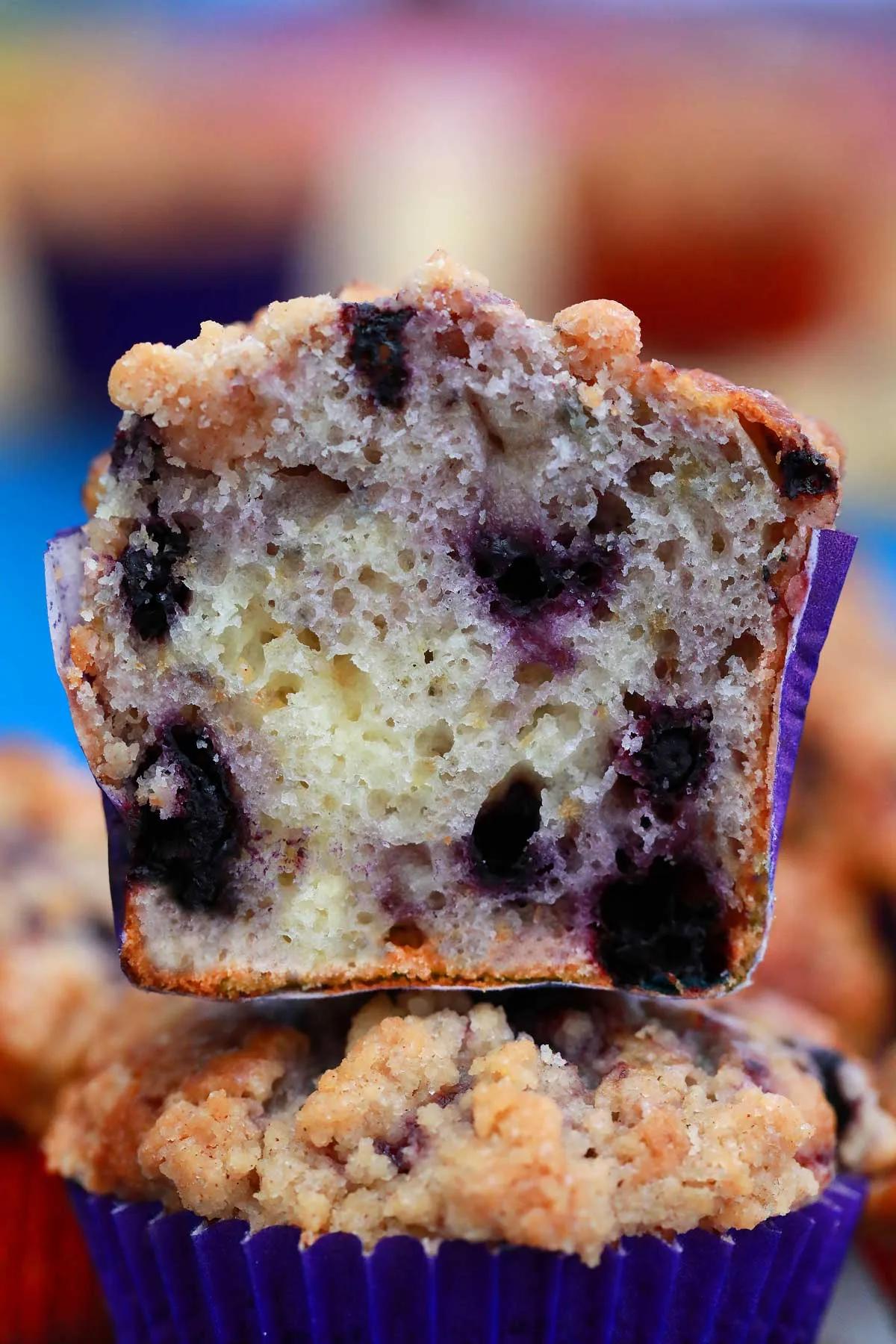 Fresh Blueberry Muffins Recipe with Crumble Topping | Scrambled Chefs