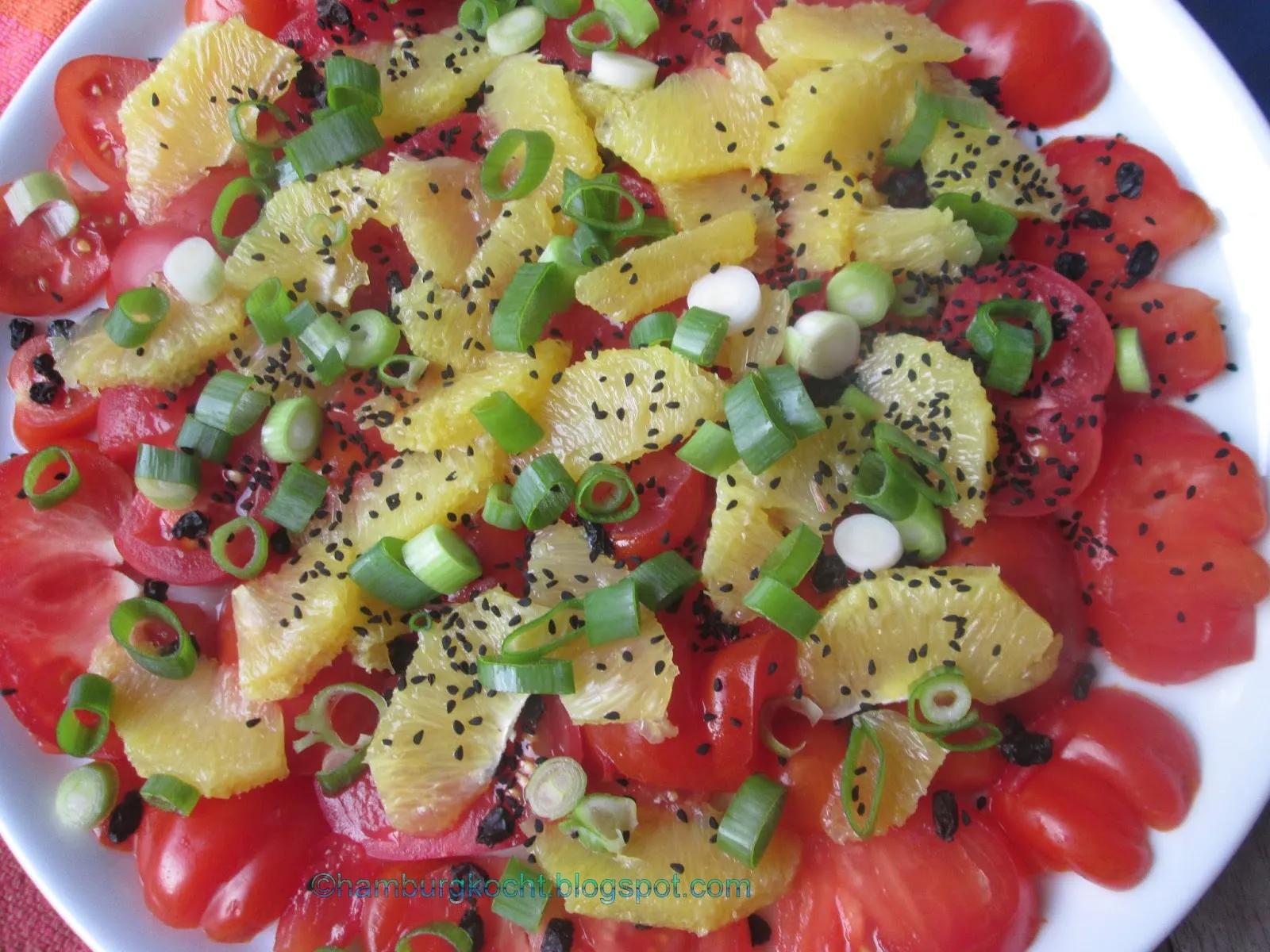 Hamburg kocht!: Tomaten-Orangen-Salat mit Granatapfelkernen