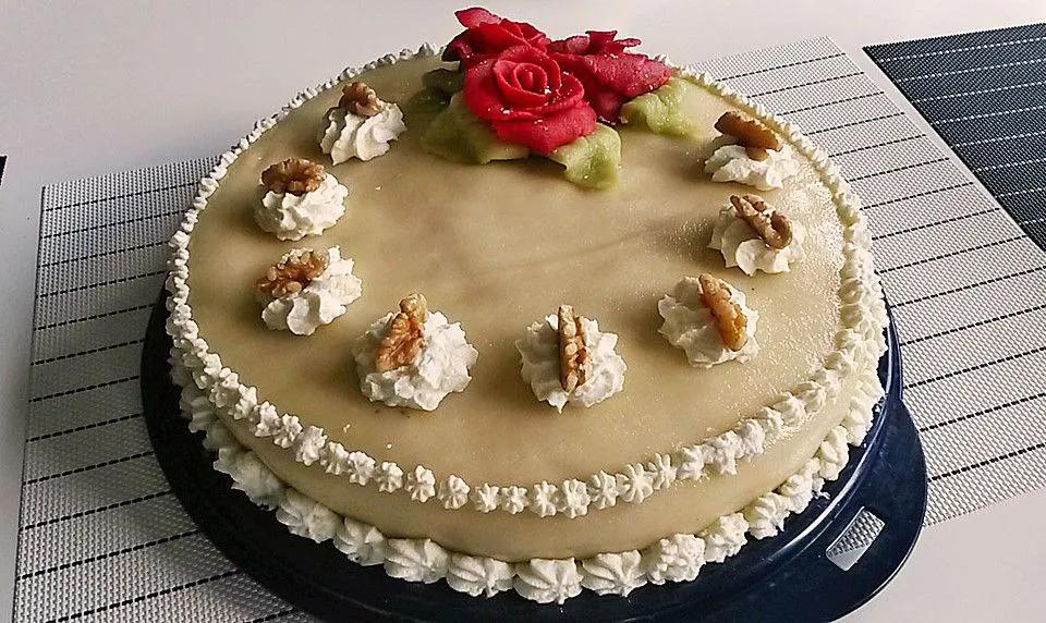 Walnuss - Marzipan - Torte | Marzipantorte, Kuchen und torten rezepte ...