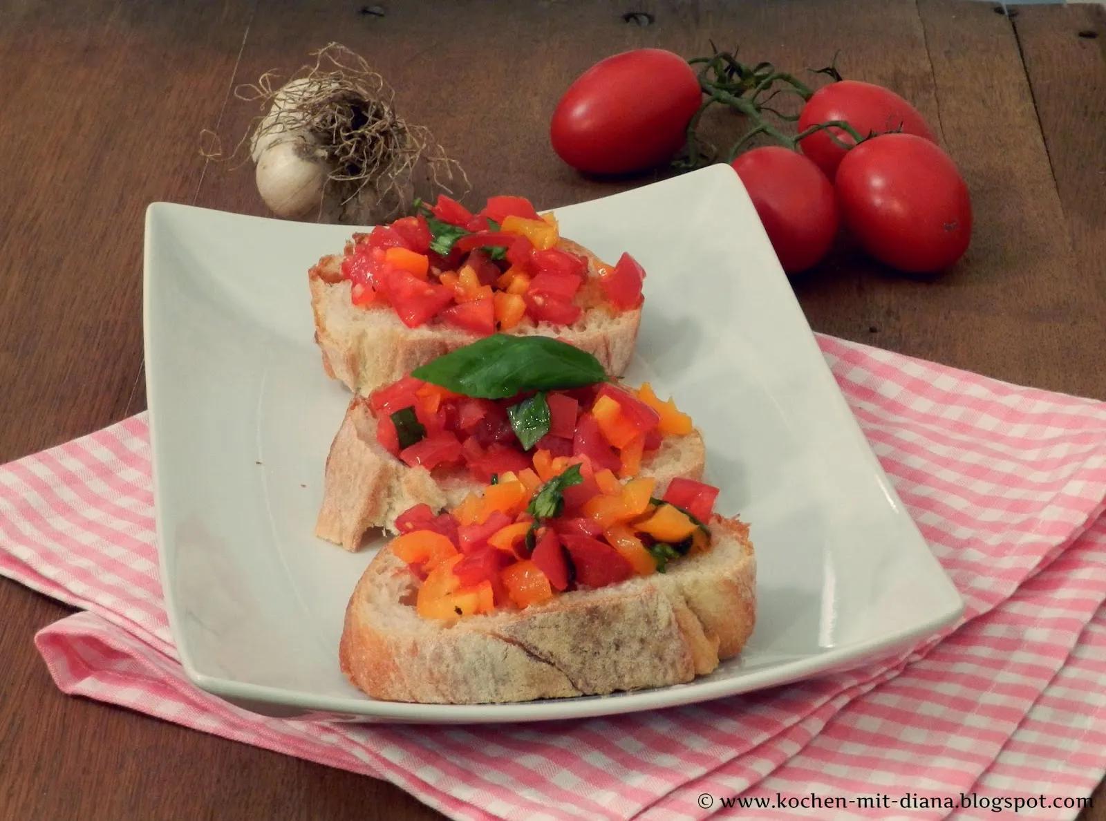 Bruschetta mit Tomaten und Basilikum - Kochen mit Diana