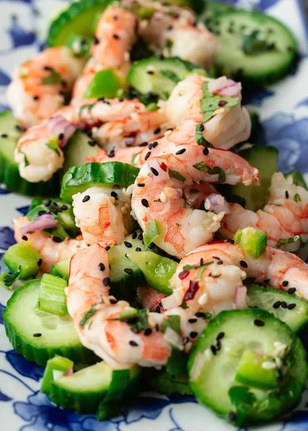 Cucumber &amp; Shrimp Salad in 2020 | Shrimp salad recipes, Cold shrimp ...