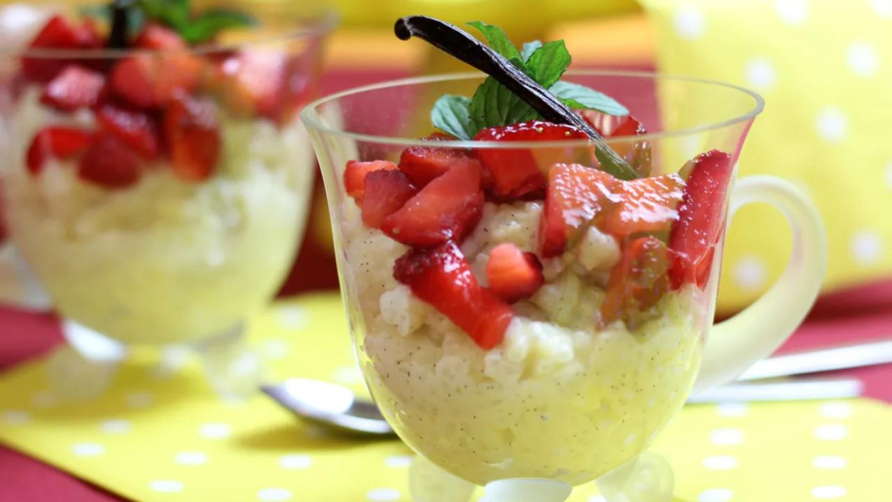 Schnell gemachte Desserts &amp;#39;&amp;#39;VERPOORTEN-Vanille-Milchreis mit Erdbeeren ...