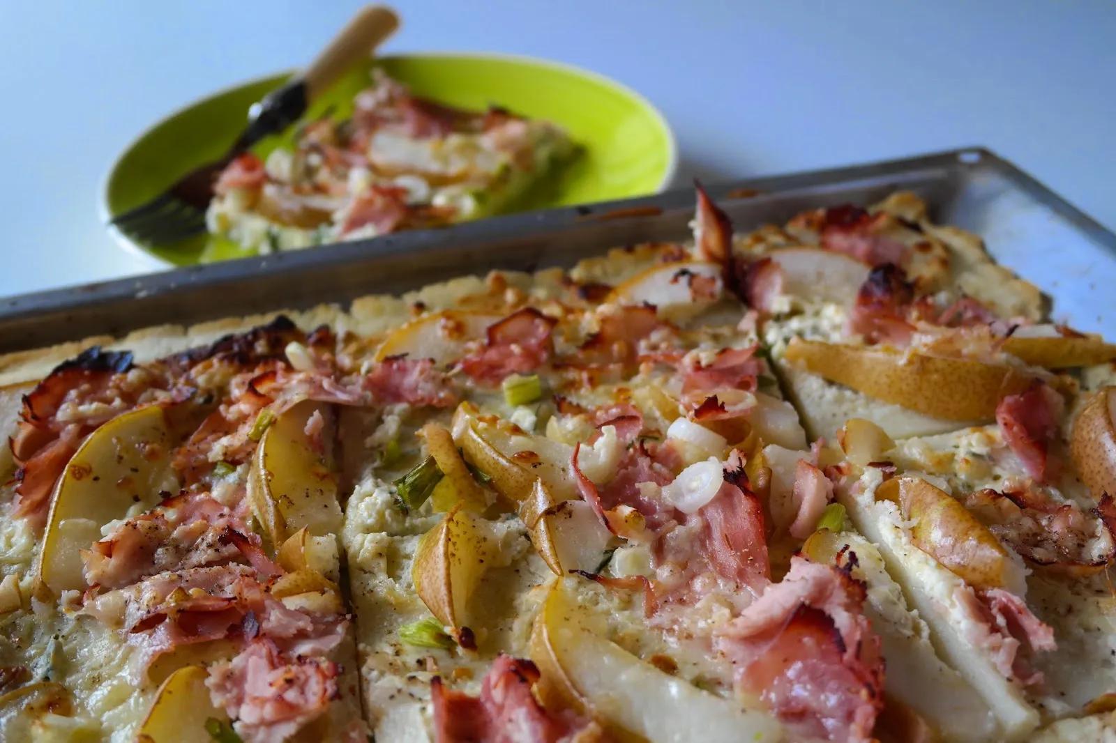 sia´s soulfood foodblog: Mais-Pizza mit Schinken und Birne