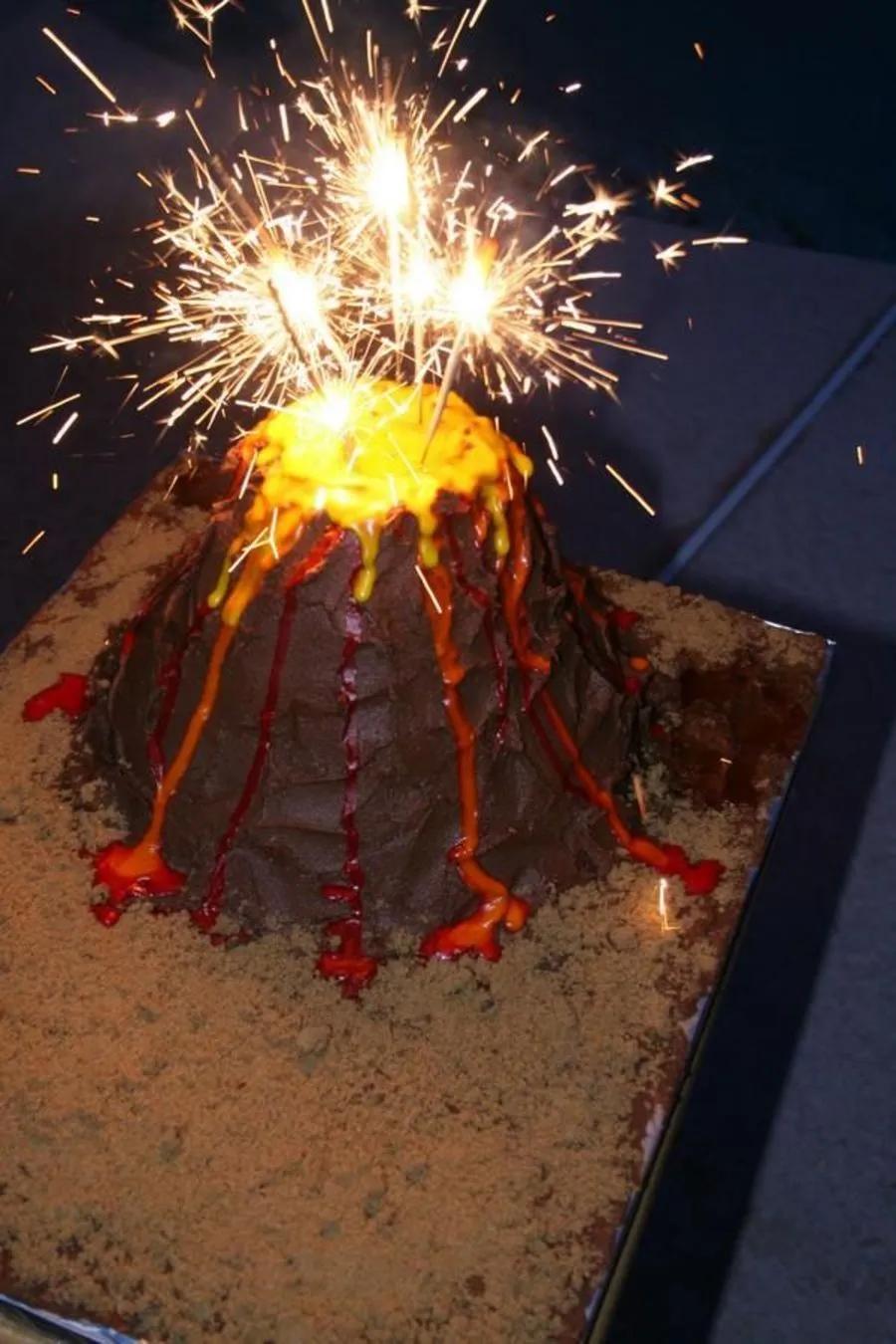 Volcano Cake. on Cake Central | Volcano cake, Dinosaur birthday cakes ...