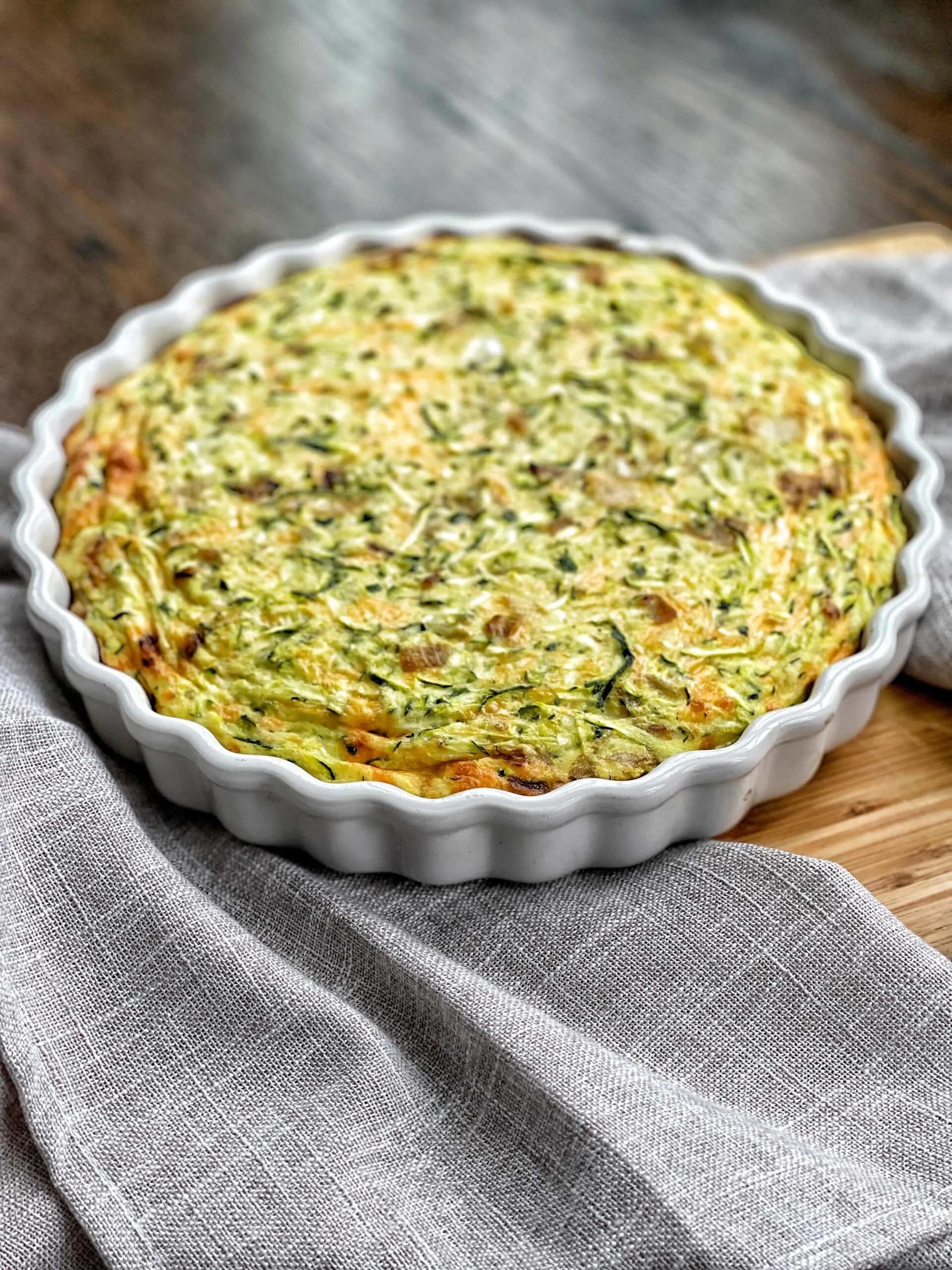 Zucchini Quiche with Hashbrown Crust - Sweet Savory and Steph