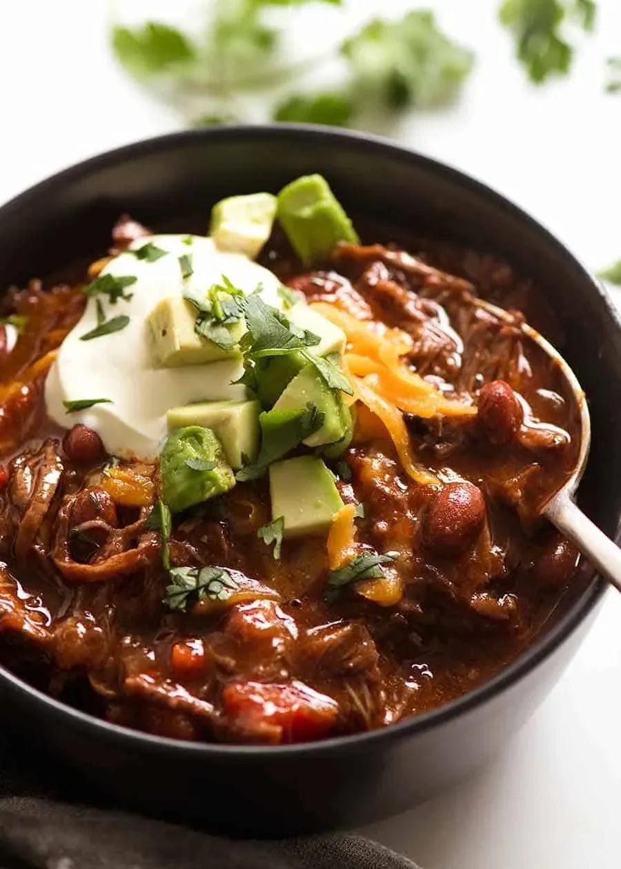 Slow Cooker Shredded Beef Chili | RecipeTin Eats