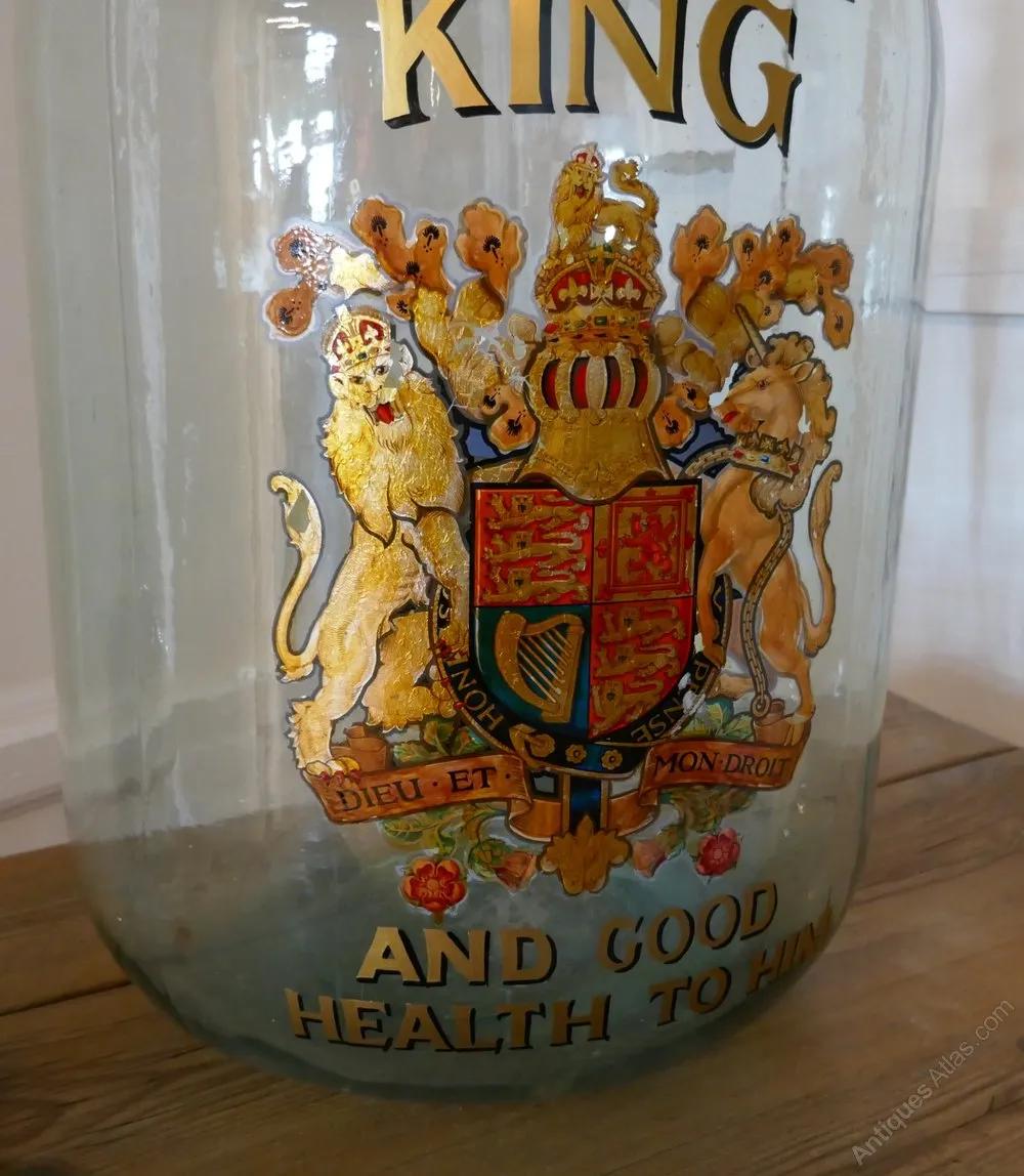 Antiques Atlas - Huge Glass Navy Rum Grog Jar, God Save The King