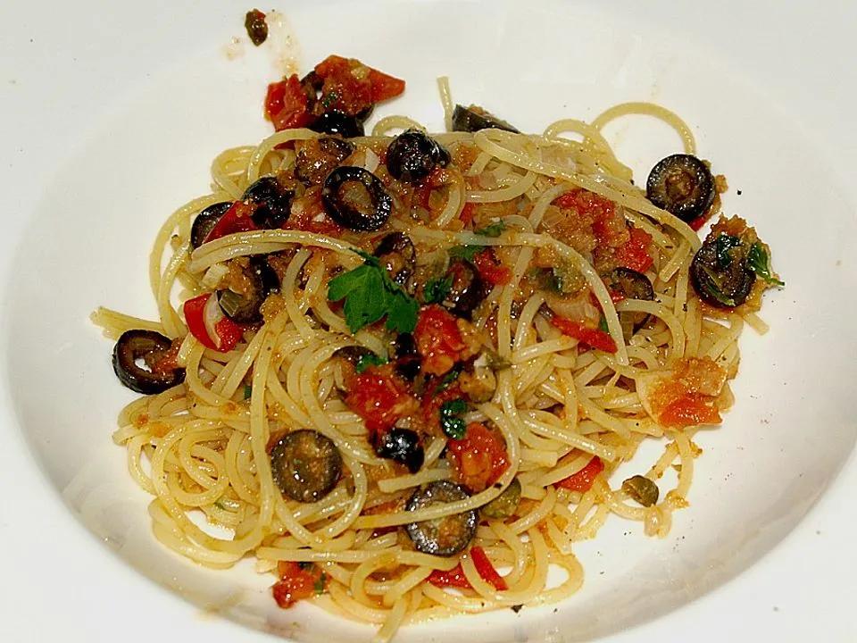Spaghettini mit Oliven und Kapern von Stiermädchen | Chefkoch