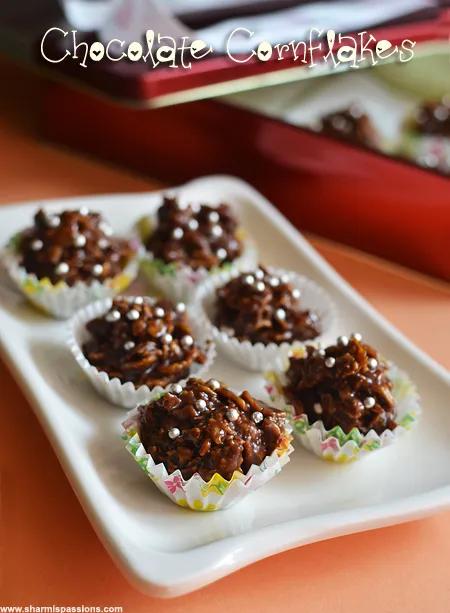 Chocolate Cornflakes Crispies Recipe | Desserts for Kids - Sharmis Passions